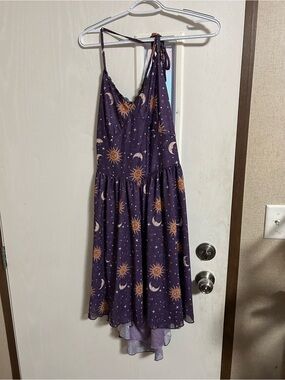 SHEIN Purple Sun & Moon Print Casual Sundress